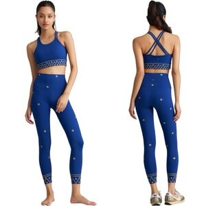High-Rise Blue Geometric Print Leggings